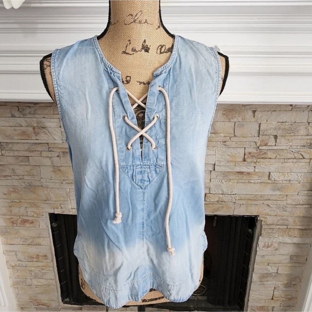 ANTHROPOLOGIE x cloth & stone ombre chamber laced tank top size small